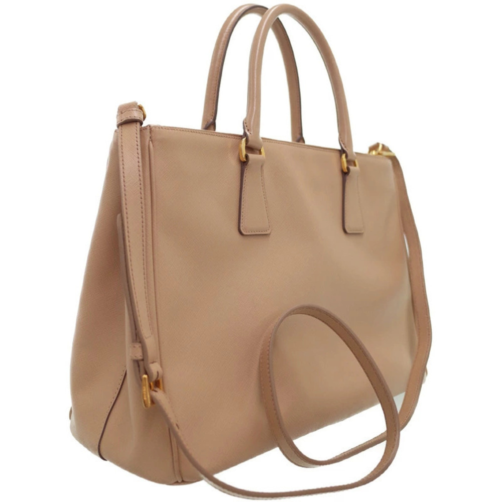 Prada leather tote Saffiano zip Galleria 2way Shoulder double bag